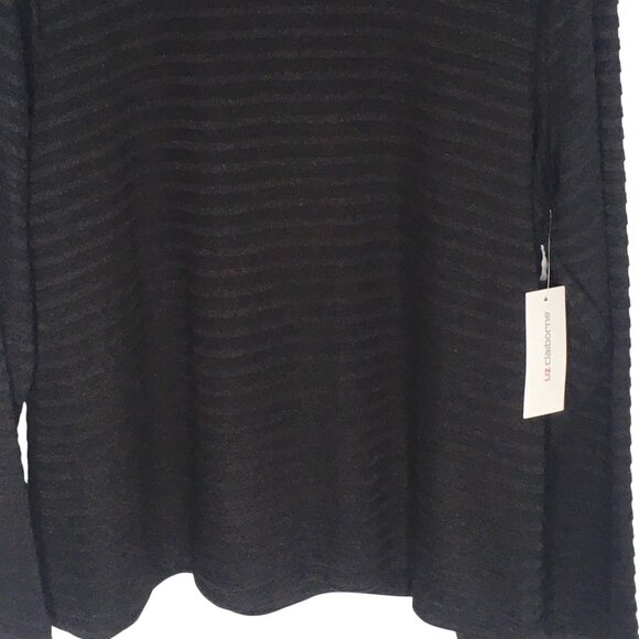 Liz Claiborne Knit Sweater Top Women XL Black Stripe Long Sleeve Shoulder Button - Picture 16 of 16